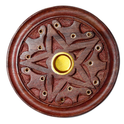 Incense Holder Ash Catcher Round Sheesham Wood Incense Holder Ash Catcher Round Sheesham Wood